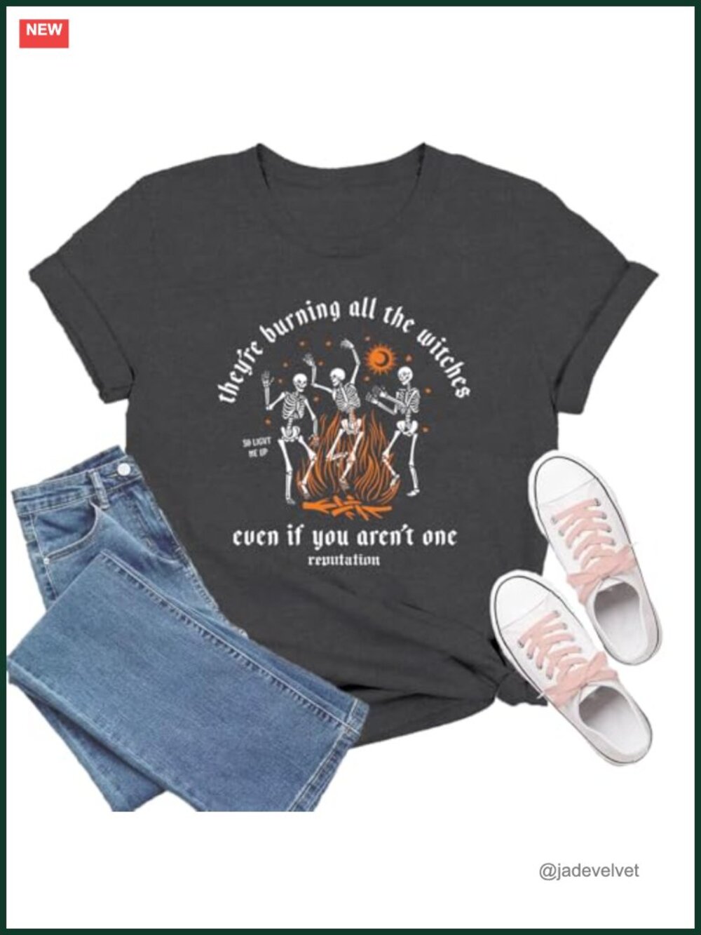 Women's Halloween Skeleton Bonfire Graphic T-Shirt Crew Neck Short Sleeve Party